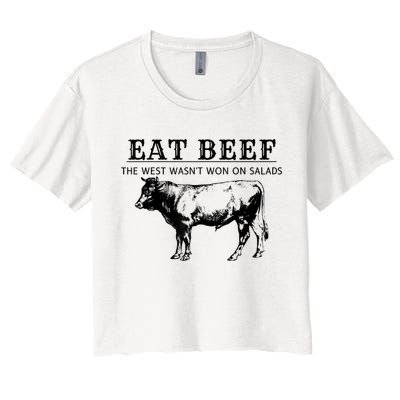 Funny Cow Eat Beef The West Wasn't Won On Salads Crop Top