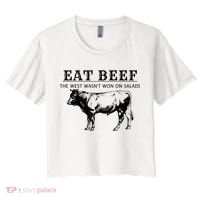 Funny Cow Eat Beef The West Wasn't Won On Salads Crop Top