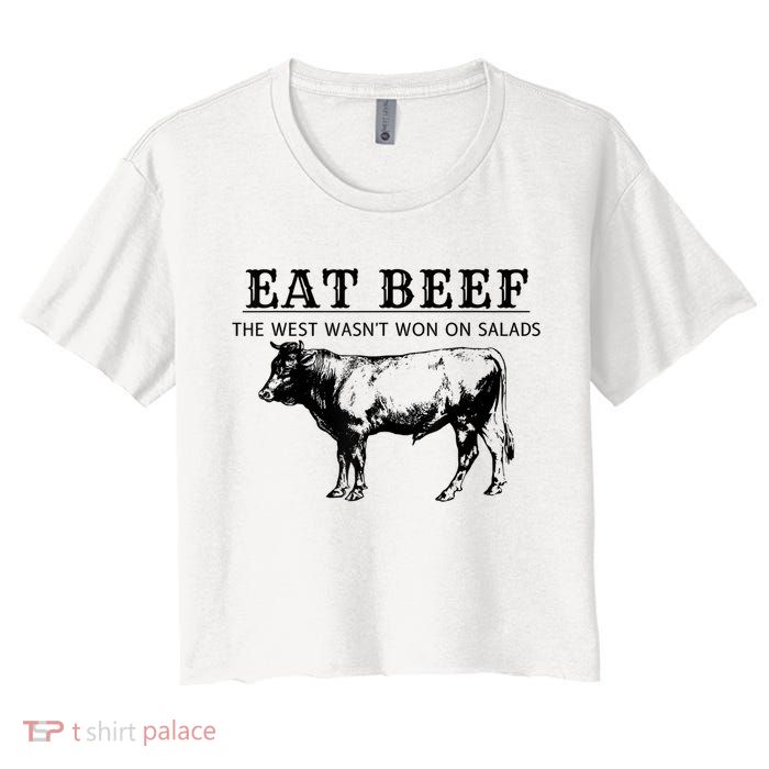 Funny Cow Eat Beef The West Wasn't Won On Salads Crop Top