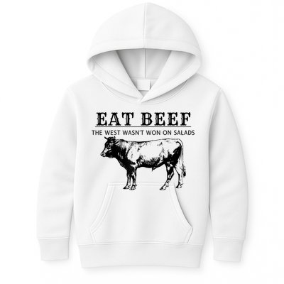 Funny Cow Eat Beef The West Wasn't Won On Salads Kids Hoodie