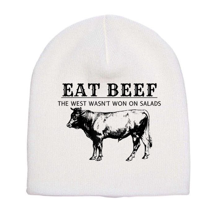Funny Cow Eat Beef The West Wasn't Won On Salads Short Acrylic Beanie