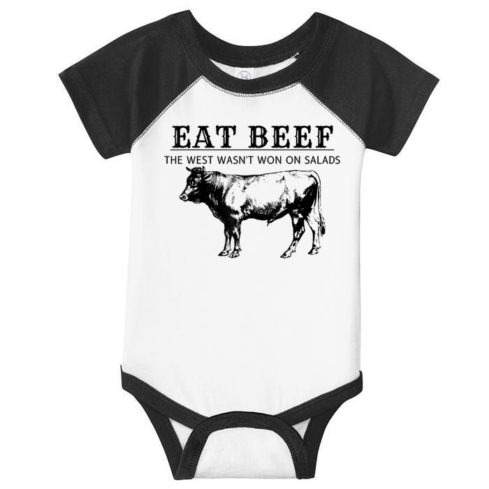 Funny Cow Eat Beef The West Wasn't Won On Salads Infant Baby Jersey Bodysuit
