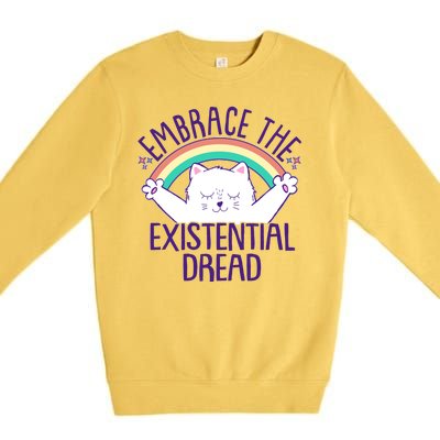 Funny Cat Embrace The Existential Dread Premium Crewneck Sweatshirt