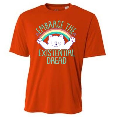 Funny Cat Embrace The Existential Dread Cooling Performance Crew T-Shirt