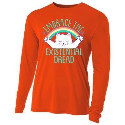 Funny Cat Embrace The Existential Dread Cooling Performance Long Sleeve Crew