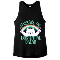 Funny Cat Embrace The Existential Dread Ladies PosiCharge Tri-Blend Wicking Tank