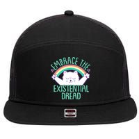 Funny Cat Embrace The Existential Dread 7 Panel Mesh Trucker Snapback Hat