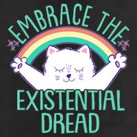 Funny Cat Embrace The Existential Dread 7 Panel Mesh Trucker Snapback Hat