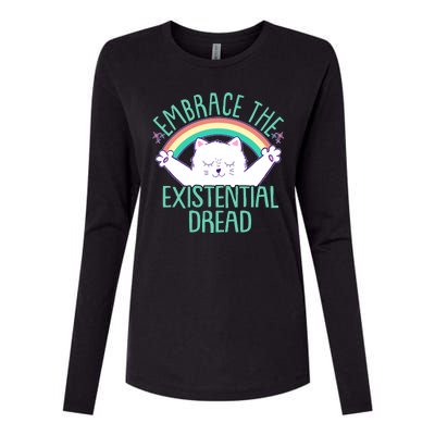 Funny Cat Embrace The Existential Dread Womens Cotton Relaxed Long Sleeve T-Shirt