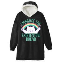Funny Cat Embrace The Existential Dread Hooded Wearable Blanket