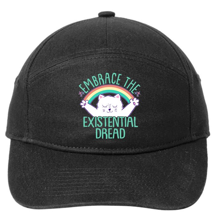 Funny Cat Embrace The Existential Dread 7-Panel Snapback Hat