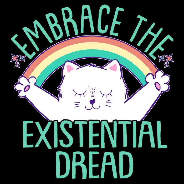 Funny Cat Embrace The Existential Dread 7-Panel Snapback Hat