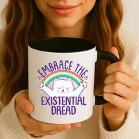 Funny Cat Embrace The Existential Dread Mug