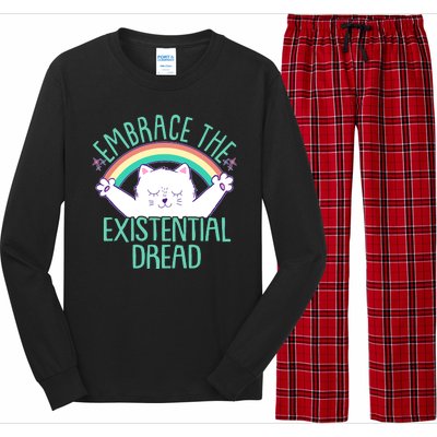 Funny Cat Embrace The Existential Dread Long Sleeve Pajama Set