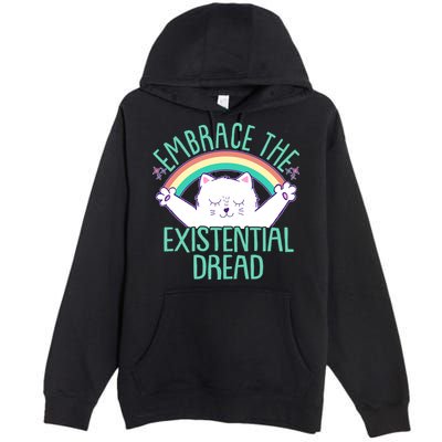 Funny Cat Embrace The Existential Dread Premium Pullover Hoodie