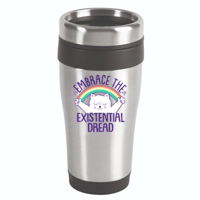 Funny Cat Embrace The Existential Dread 16oz Travel Tumbler