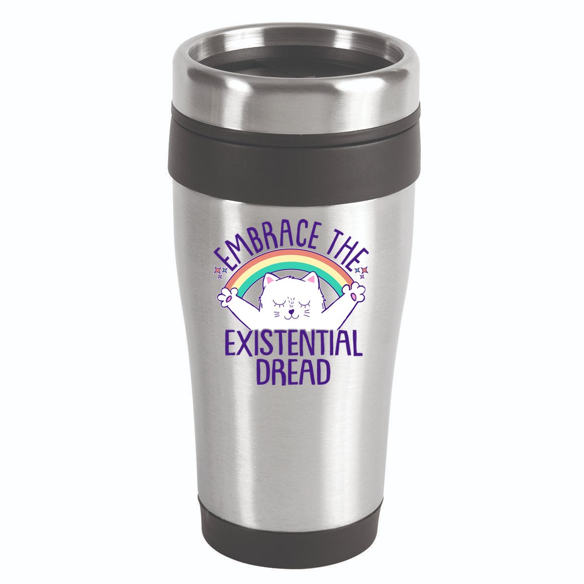 Funny Cat Embrace The Existential Dread 16oz Travel Tumbler