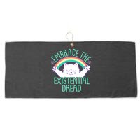 Funny Cat Embrace The Existential Dread Large Microfiber Waffle Golf Towel
