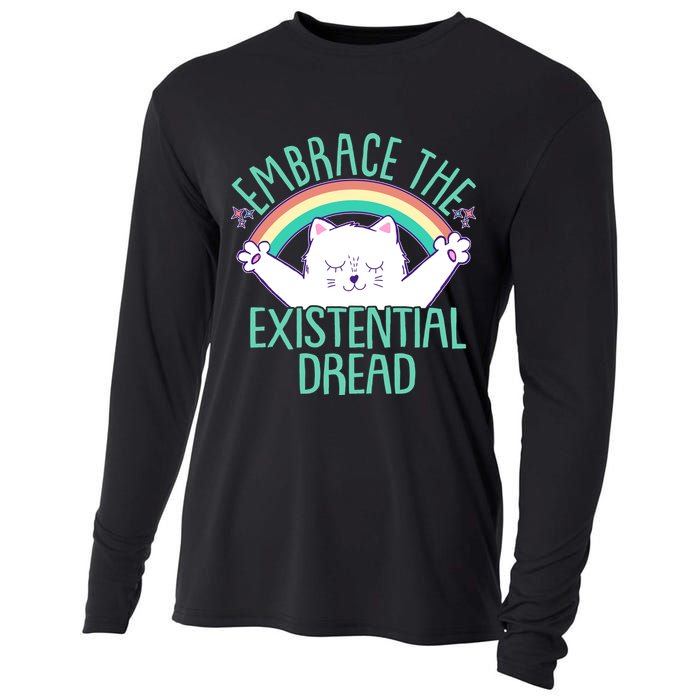 Funny Cat Embrace The Existential Dread Cooling Performance Long Sleeve Crew