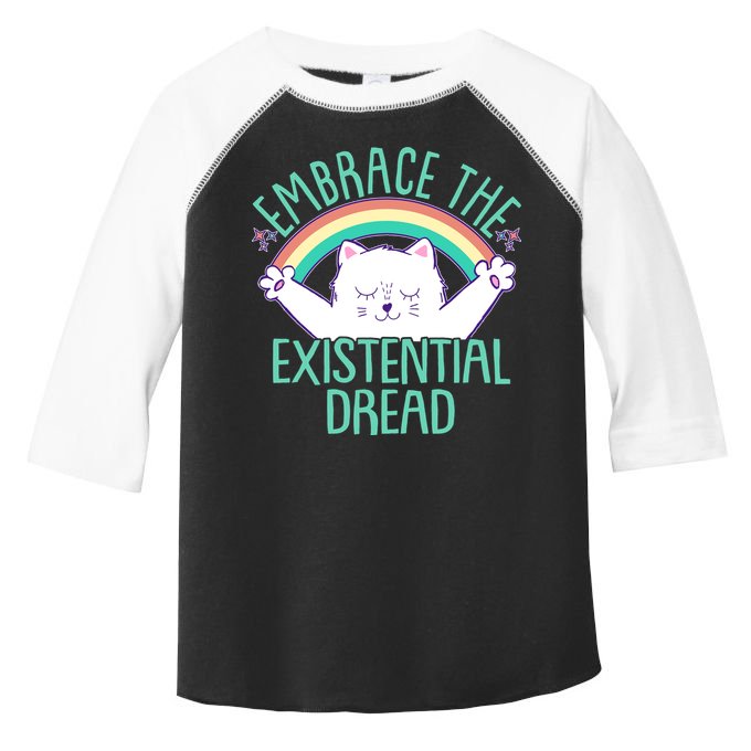 Funny Cat Embrace The Existential Dread Toddler Fine Jersey T-Shirt