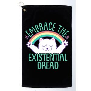 Funny Cat Embrace The Existential Dread Platinum Collection Golf Towel