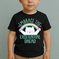 Funny Cat Embrace The Existential Dread Toddler T-Shirt