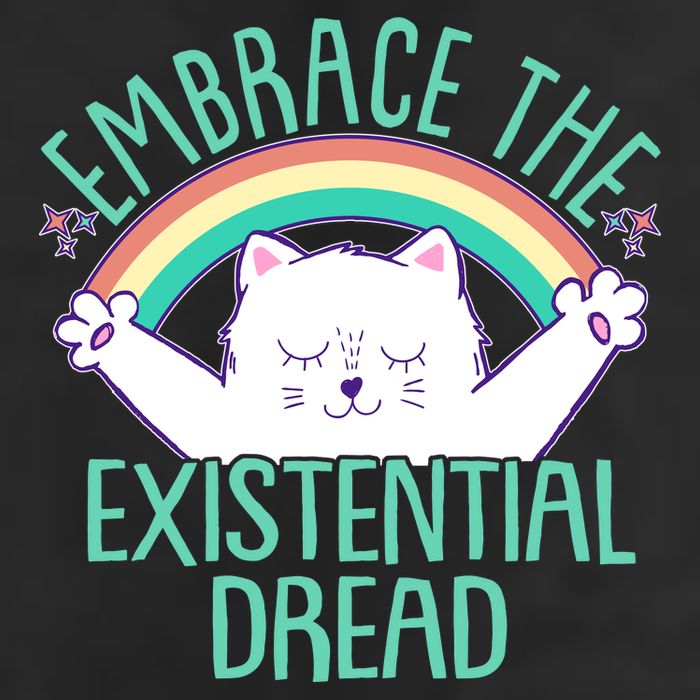 Funny Cat Embrace The Existential Dread Microfiber Hand Towel