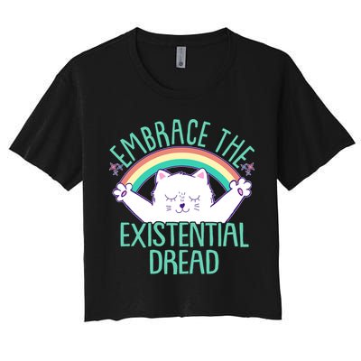 Funny Cat Embrace The Existential Dread Crop Top