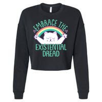 Funny Cat Embrace The Existential Dread Cropped Pullover Crew