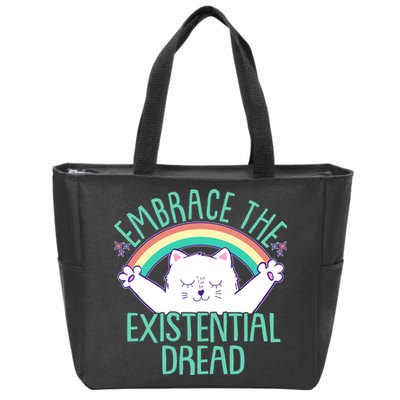 Funny Cat Embrace The Existential Dread Zip Tote Bag
