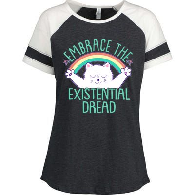 Funny Cat Embrace The Existential Dread Enza Ladies Jersey Colorblock Tee