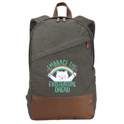 Funny Cat Embrace The Existential Dread Cotton Canvas Backpack