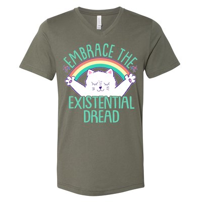 Funny Cat Embrace The Existential Dread V-Neck T-Shirt