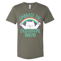 Funny Cat Embrace The Existential Dread V-Neck T-Shirt