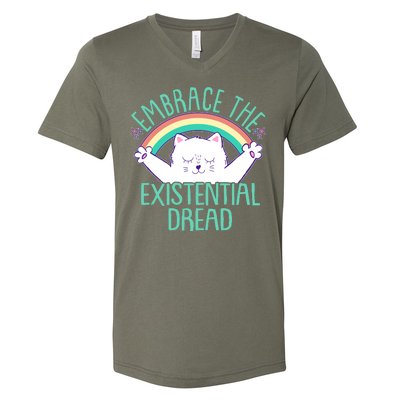 Funny Cat Embrace The Existential Dread V-Neck T-Shirt