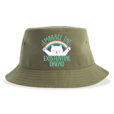Funny Cat Embrace The Existential Dread Sustainable Bucket Hat