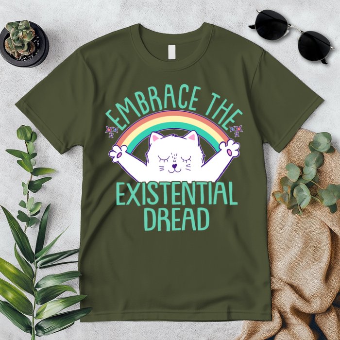 Funny Cat Embrace The Existential Dread Premium T-Shirt