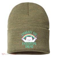 Funny Cat Embrace The Existential Dread Sustainable Knit Beanie
