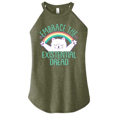 Funny Cat Embrace The Existential Dread Women's Perfect Tri Rocker Tank