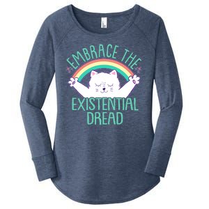 Funny Cat Embrace The Existential Dread Women's Perfect Tri Tunic Long Sleeve Shirt