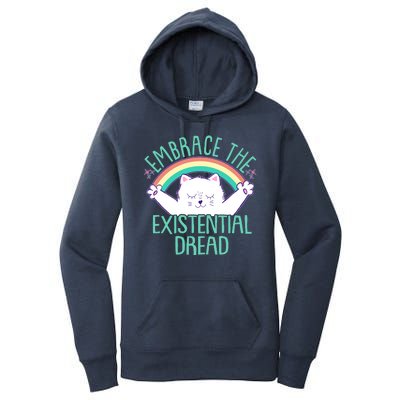 Funny Cat Embrace The Existential Dread Women's Pullover Hoodie