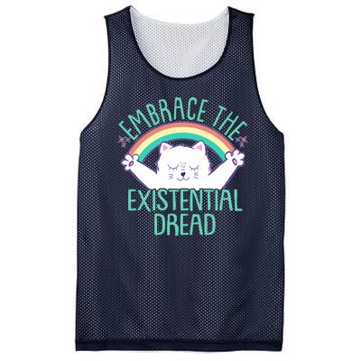 Funny Cat Embrace The Existential Dread Mesh Reversible Basketball Jersey Tank