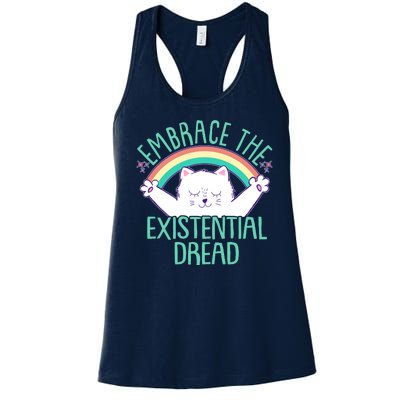 Funny Cat Embrace The Existential Dread Women's Racerback Tank