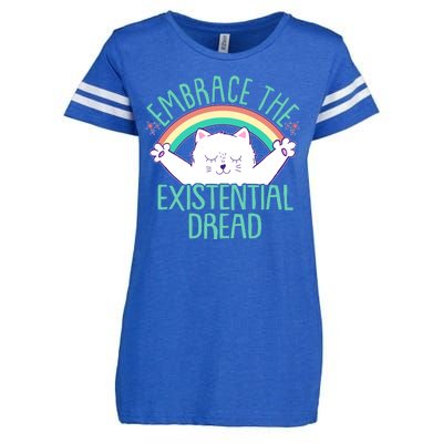 Funny Cat Embrace The Existential Dread Enza Ladies Jersey Football T-Shirt