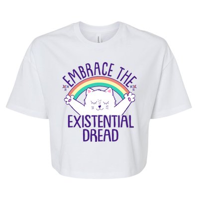 Funny Cat Embrace The Existential Dread Bella+Canvas Jersey Crop Tee