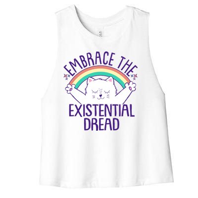 Funny Cat Embrace The Existential Dread Women's Racerback Cropped Tank