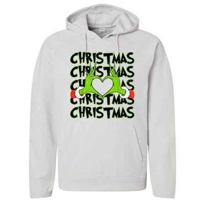 Funny Christmas Elf Christmas For Kids Performance Fleece Hoodie