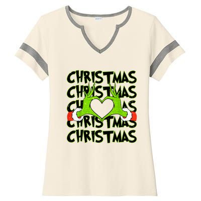 Funny Christmas Elf Christmas For Kids Ladies Halftime Notch Neck Tee