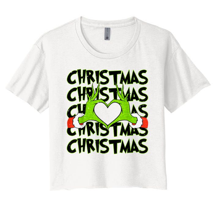 Funny Christmas Elf Christmas For Kids Women's Crop Top Tee