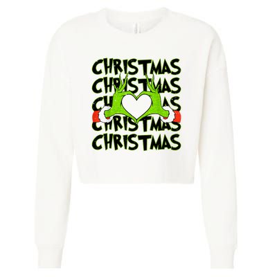 Funny Christmas Elf Christmas For Kids Cropped Pullover Crew